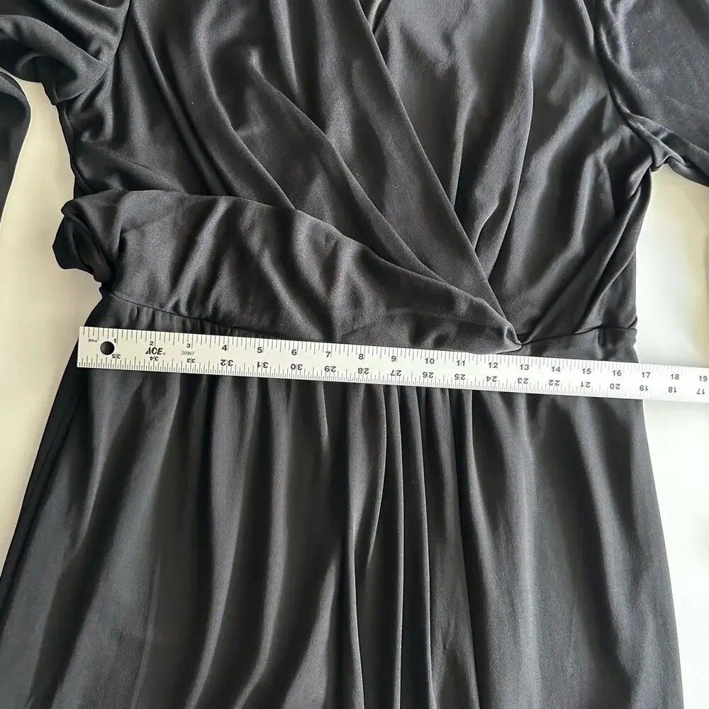 M M Lafleur Casey‎ Faux Wrap Draped 3/4 Sleeve Career Black Dress Plus Size +1